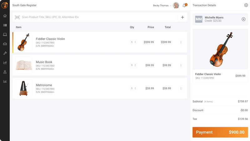 MS360-Register-POS Sale Screen