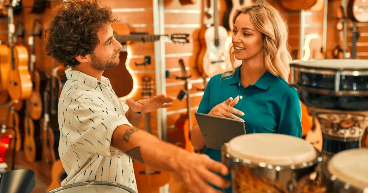 people in a music store